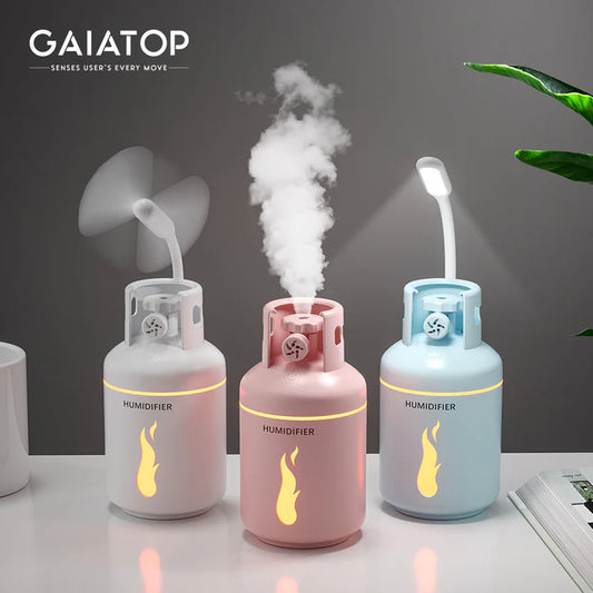 Multi-Function Gas Tank Humidifier with USB Fan & LED Light